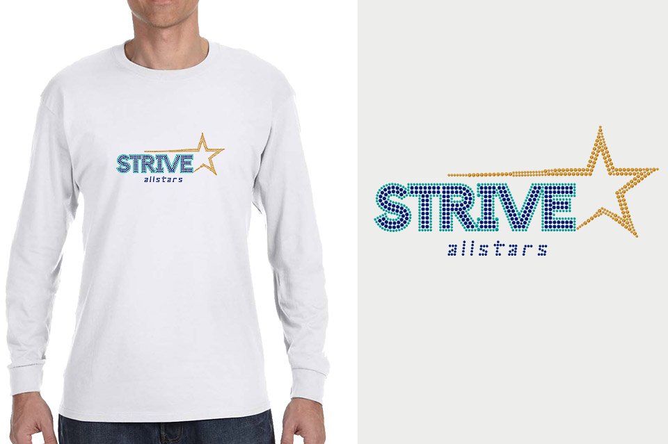 Rhinestones STRIVE allstars logo stones Unisex Long Sleeve Tee
