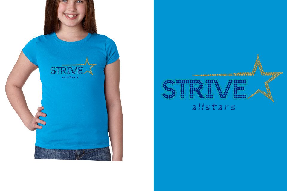 Rhinestones STRIVE allstars logo stones Girls' Princess T-Shirt