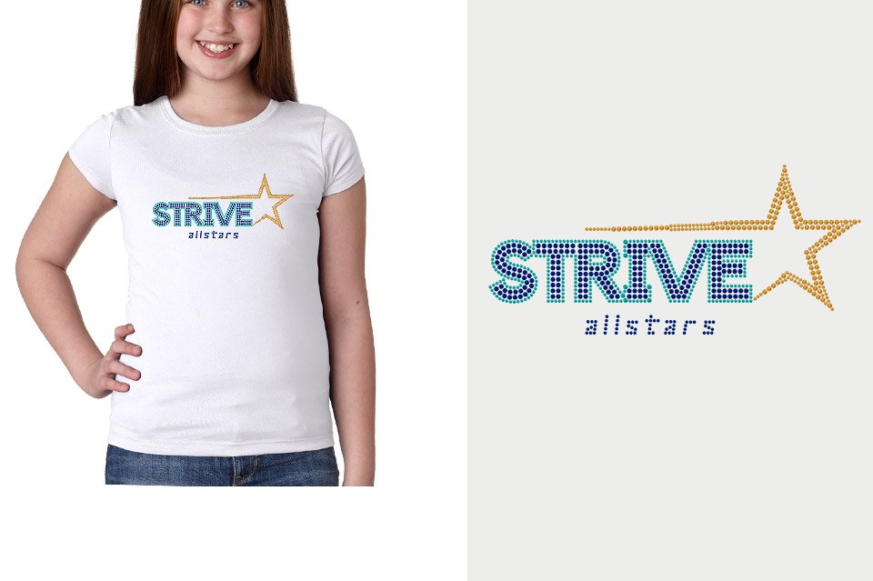 Rhinestones STRIVE allstars logo stones Girls' Princess T-Shirt