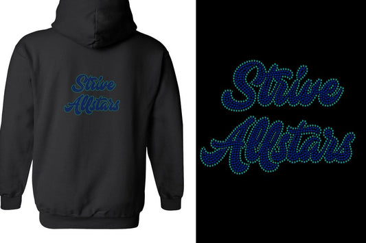 Rhinestones Strive Allstars script text 2 lines stones Unisex Zip Hoodie